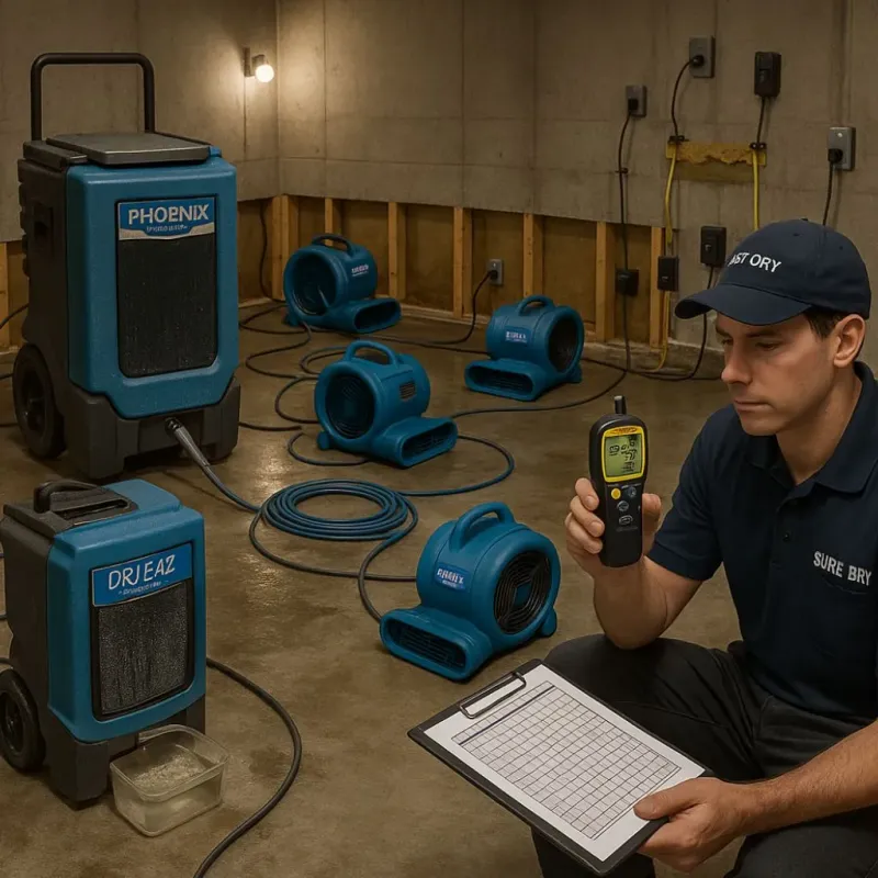 Structural Drying and Dehumidification process in Echo Park, CA